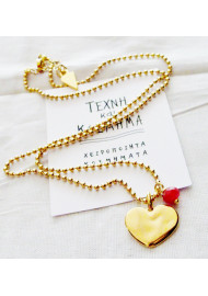 Necklace (50 cm) heart with mineral bead