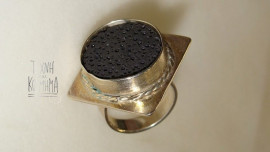 Ασημένιο δαχτυλίδι με ορυκτή λάβα
