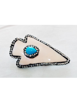 Mother of pearl brooch with turquoise