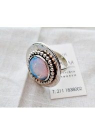 Silver ring with mineral stones (hood)