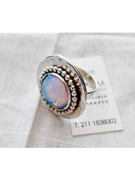 Silver ring with mineral stones (hood)