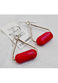 Earring (925) with natural red coral