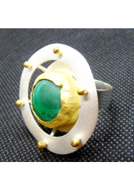 Silver (925o) ring with raw malachite