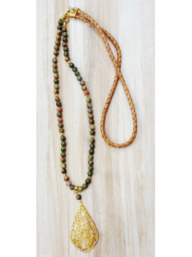 Necklace (60 cm.) With mineral beads