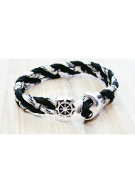 Men's bracelet - anchor steering - navy cord