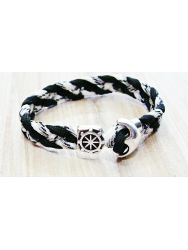 Men's bracelet - anchor steering - navy cord