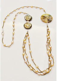 Κολιέ (60 εκ.) με μαργαριτάρια και χρυσοπράσιο 