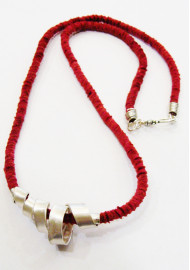 Necklace with cotton cord and 925o silver