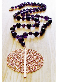 Necklace (60 cm) with amethyst (polygonal)