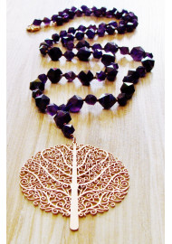 Necklace (60 cm) with amethyst (polygonal)