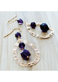 Earrings with amethyst (polygonal)