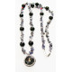 Necklace (55 cm) with fluorite and black onyx