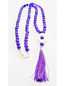 Necklace (60 cm) made of purple agate