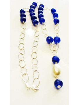 Necklace (60 cm) with blue agate