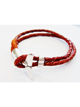 Male leather whale tail bracelet