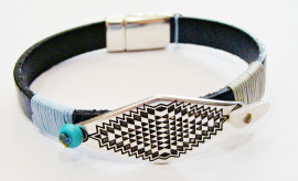 Men's leather rhombus bracelet