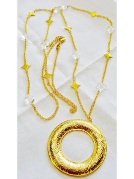 Long (60 cm) necklace with hearts and stars