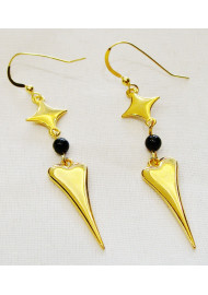 Earring star- heart with agate