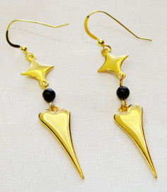 Earring star- heart with agate