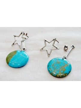 Double earring with turquoise stones