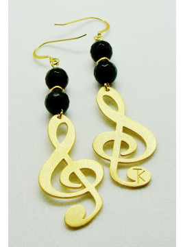 earrings streble clef with beads