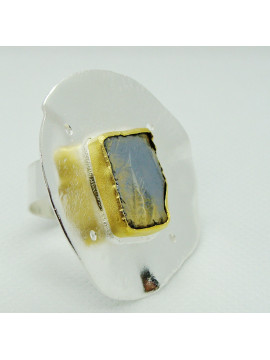Silver ring with  mineral stone