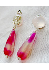 Agate earrings - silver clip 925o