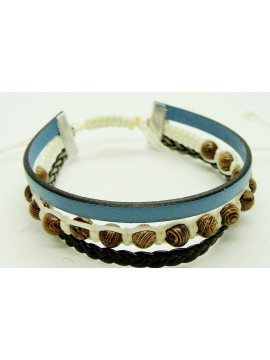 Triple men's leather bracelet