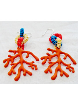 Earring with coral branch