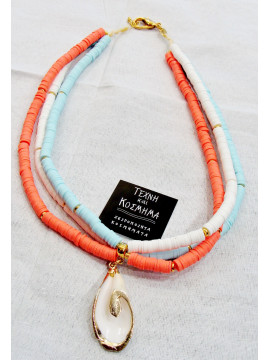 Coral necklace  with natural shell