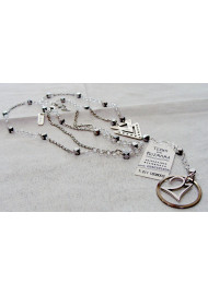 Rosary necklace (100 cm) with hematite and crystal beads