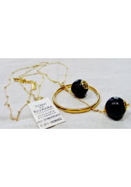 Necklace (60 cm.) With mineral agate and gold plated elements