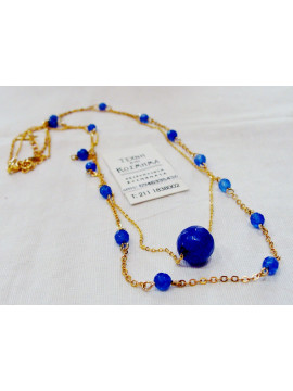 Double necklace with mineral beads ...