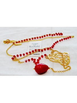 Necklace (60 cm) - heart element with rosary