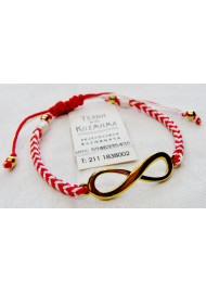 Kumihimo bracelet (white - red) braid