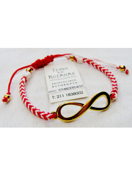 Kumihimo bracelet (white - red) braid