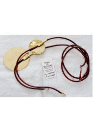 Necklace with leather cord and circular elements