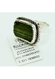 Silver ring with aventurine