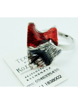 Silver enamel ring