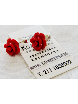 Coral rose earring