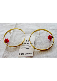 Earring with coral (rose) 