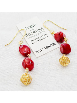 Earring (925o) with red coral