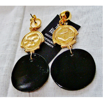 Earring with mineral stones, gold plated