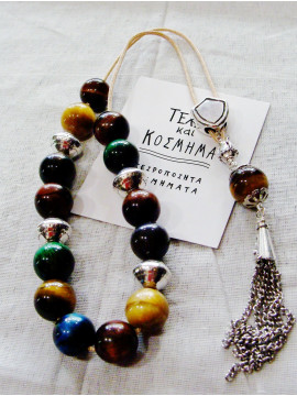 Rosary with multi agate mineral beads