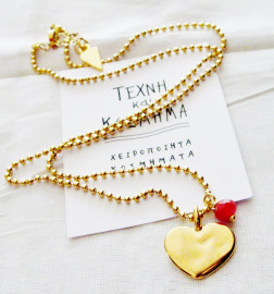 Necklace (50 cm) heart with mineral bead