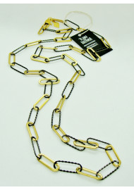Steel chain / necklace (60 cm) gold - black