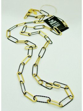 Steel chain / necklace (60 cm) gold - black