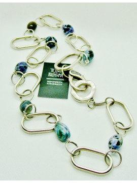 Pendant (48 cm) with oval mineral beads