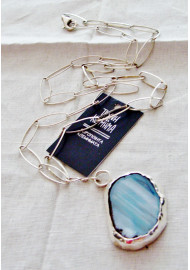 Silver (925o) necklace with aqua marine stone