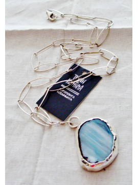 Silver (925o) necklace with aqua marine stone